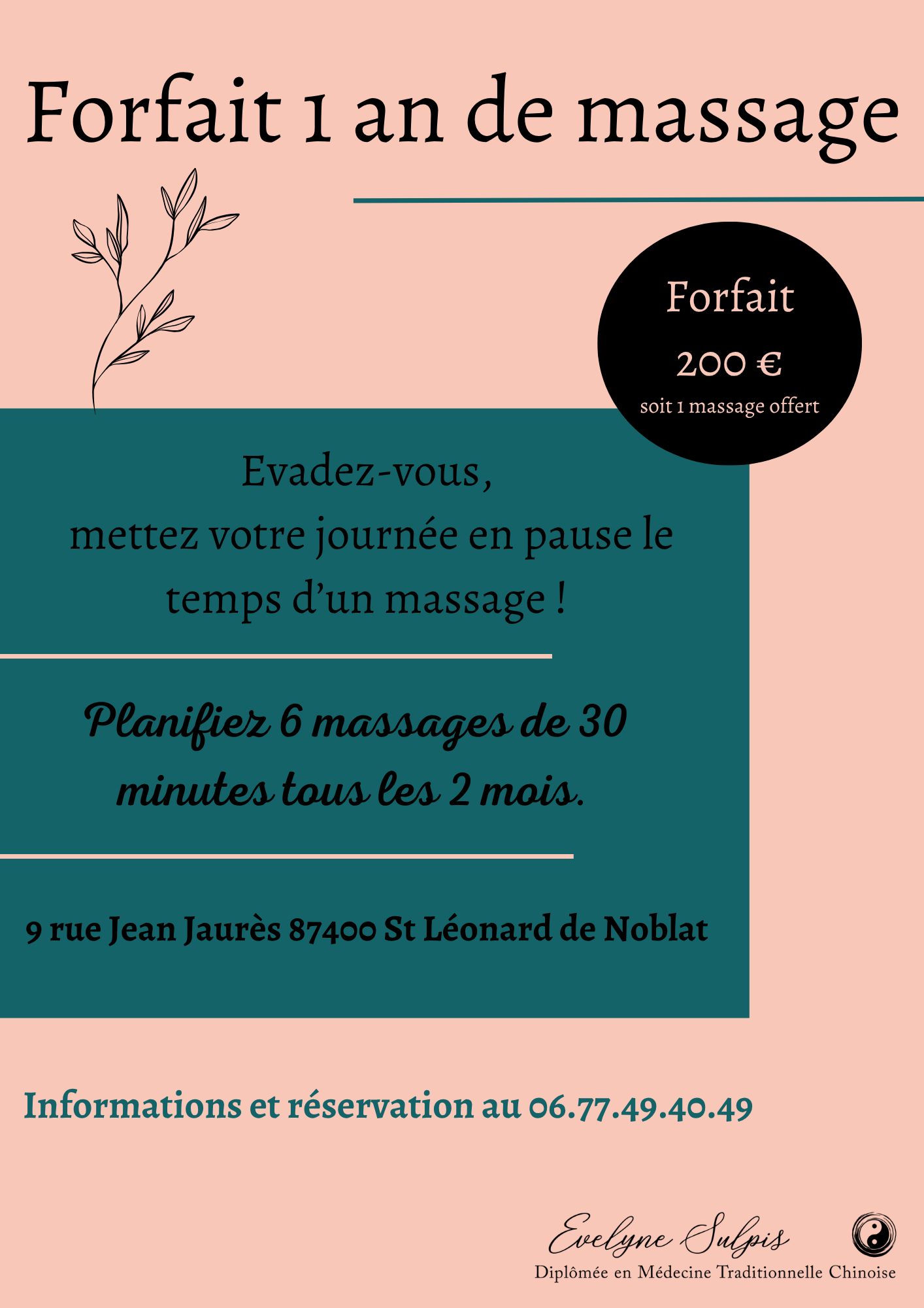 forfait 1 an de massage